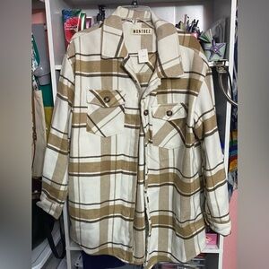 Montrez White and Brown Plaid Jacket